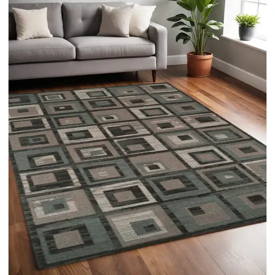 Blue And Beige Checkered Area Rug Photo 1
