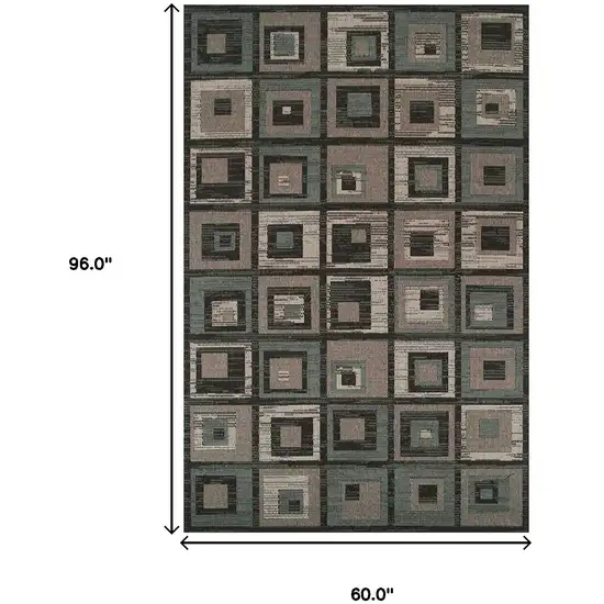 Checkered Stain Resistant Area Rug Photo 8