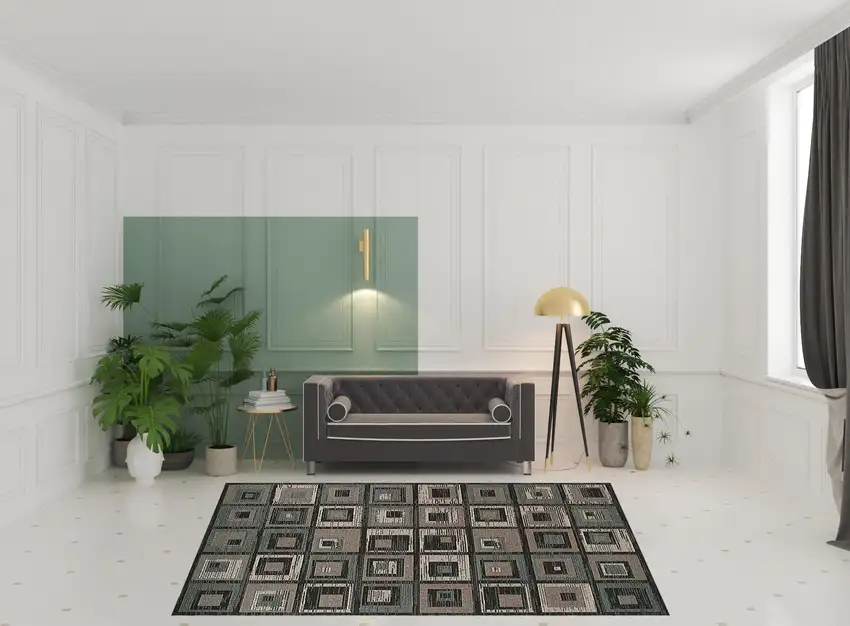 Checkered Stain Resistant Area Rug Photo 8