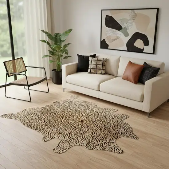 Brown And Black Cowhide Cheetah Print Area Rug Photo 1