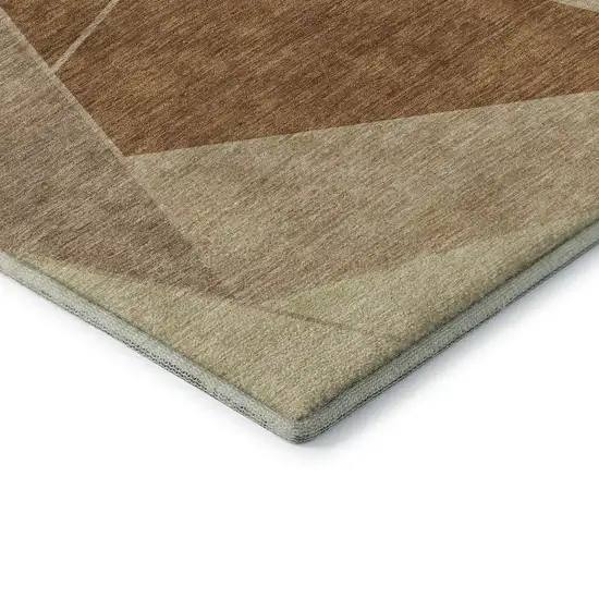 Chili Red And Beige Geometric Washable Area Rug With UV Protection Photo 6