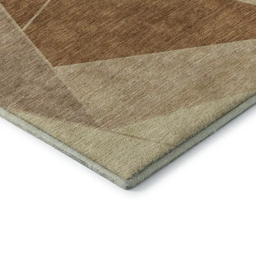 Chili Red And Beige Geometric Washable Area Rug With UV Protection Photo 6