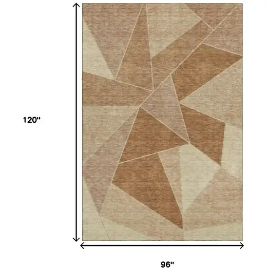 Chili Red And Beige Geometric Washable Area Rug With UV Protection Photo 5