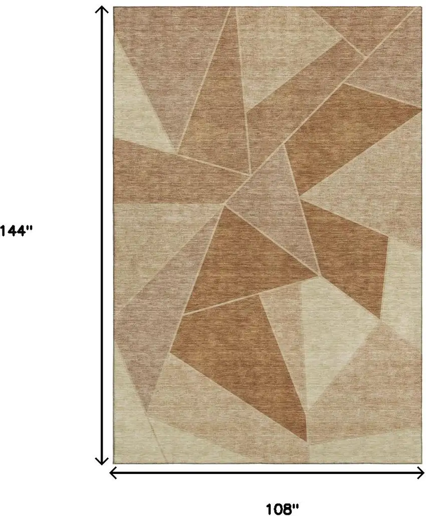 Chili Red And Beige Geometric Washable Area Rug With UV Protection Photo 9