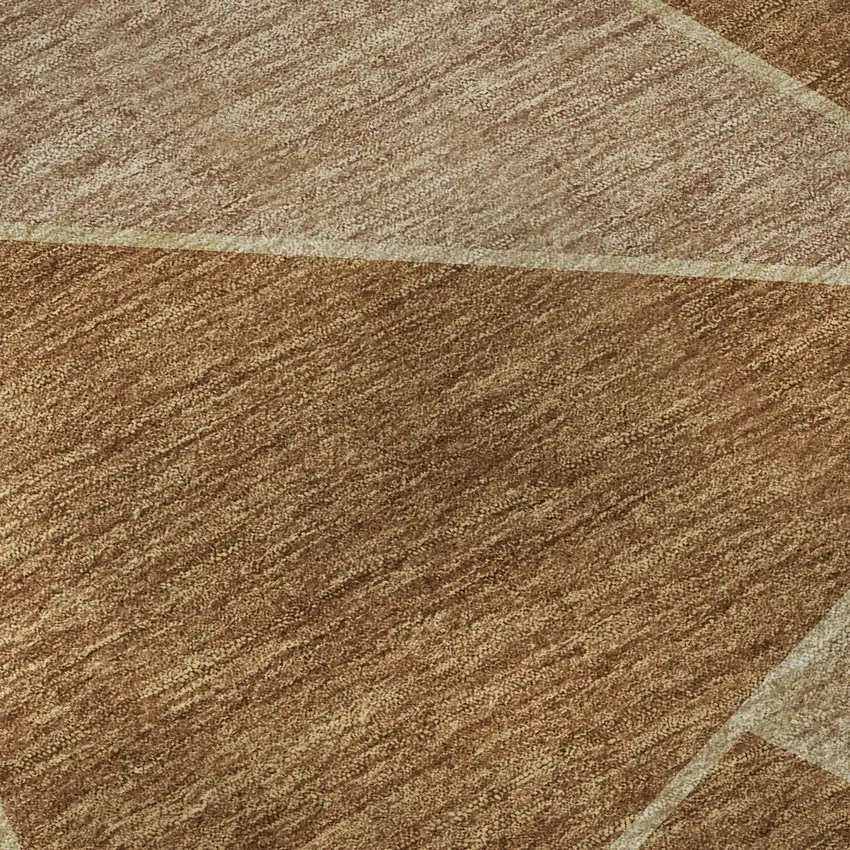 Chili Red And Beige Geometric Washable Area Rug With UV Protection Photo 8