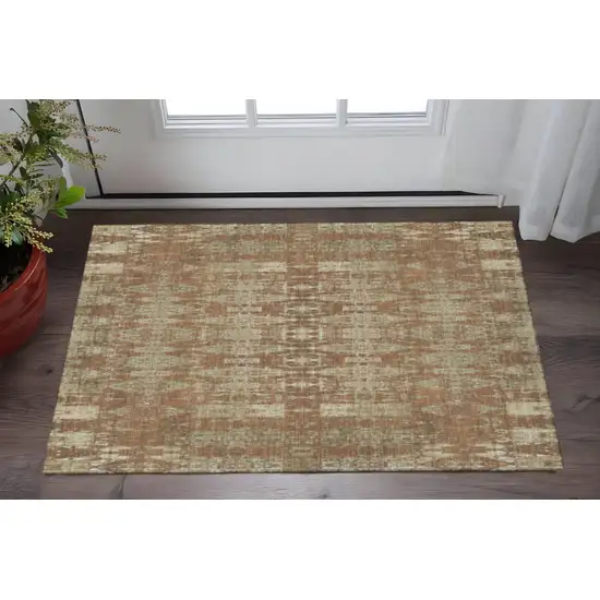 Chili Red And Beige Moroccan Washable Area Rug With UV Protection Photo 2