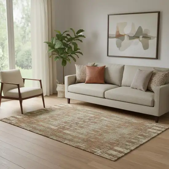 Chili Red And Beige Moroccan Washable Area Rug With UV Protection Photo 1