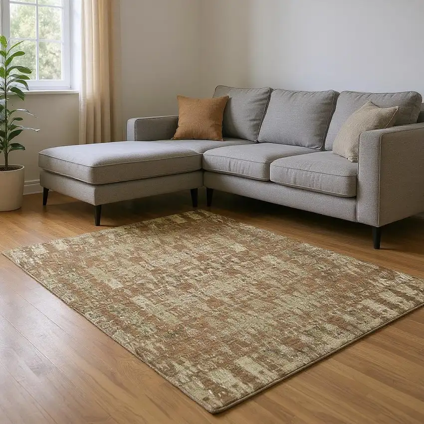 Chili Red And Beige Moroccan Washable Area Rug With UV Protection Photo 2