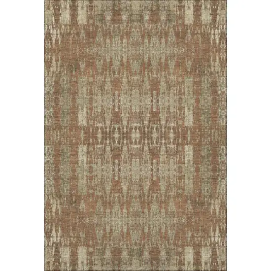 Chili Red And Beige Moroccan Washable Area Rug With UV Protection Photo 3