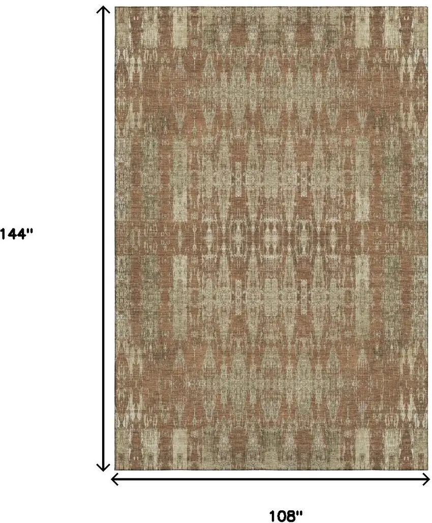 Chili Red And Beige Moroccan Washable Area Rug With UV Protection Photo 9