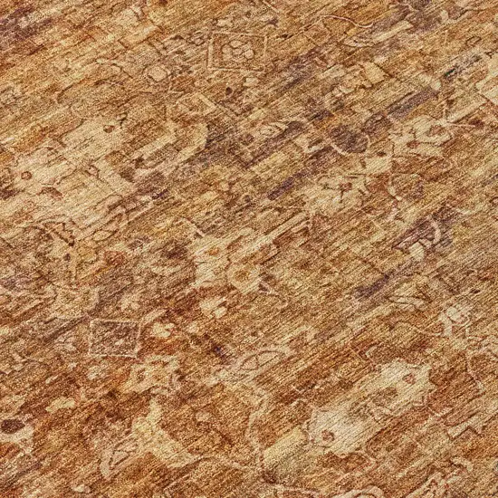 Chili Red And Brown Ikat Washable Indoor Outdoor Area Rug Photo 6