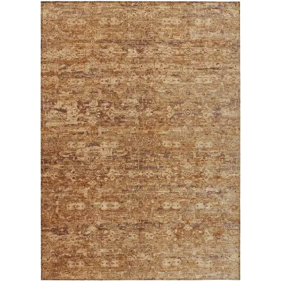 Chili Red And Brown Ikat Washable Indoor Outdoor Area Rug Photo 2