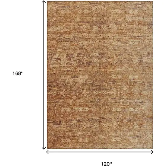 Chili Red And Brown Ikat Washable Indoor Outdoor Area Rug Photo 3