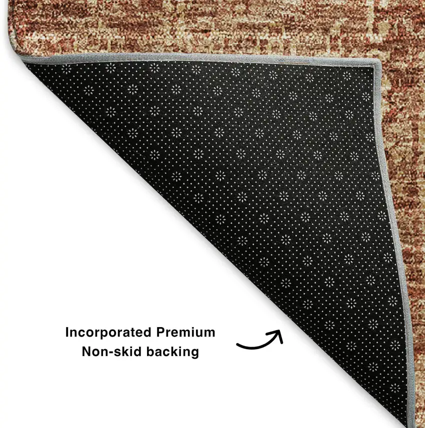 Chili Red And Copper Floral Washable Area Rug With UV Protection Photo 5