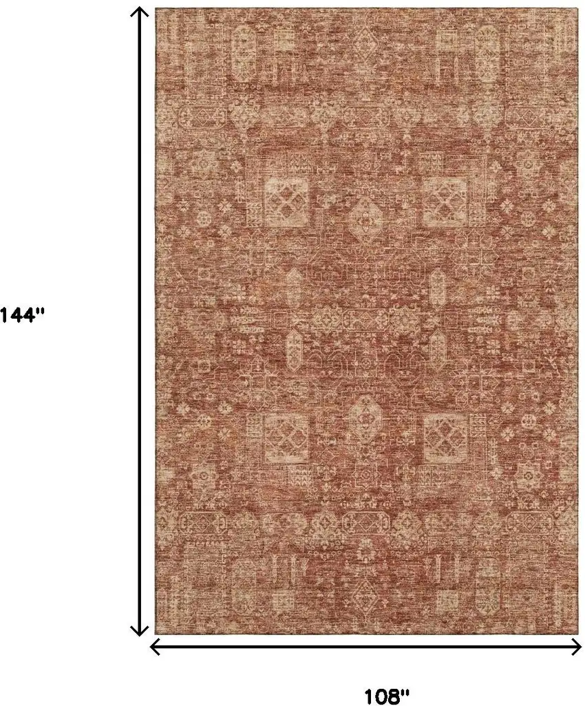 Chili Red And Copper Floral Washable Area Rug With UV Protection Photo 3