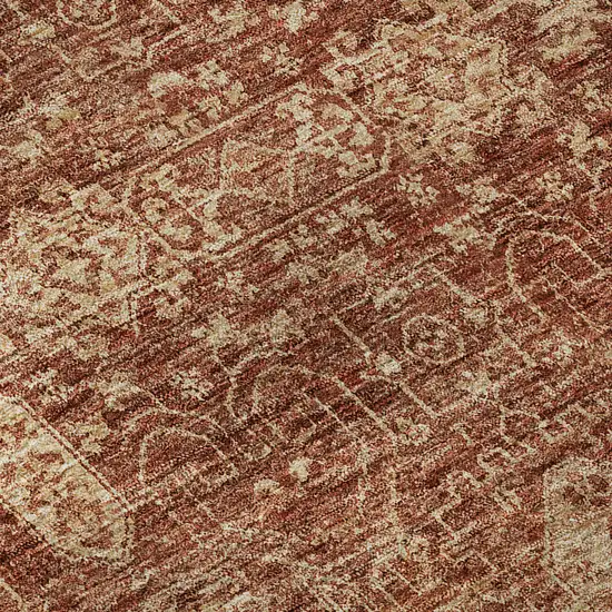 Chili Red And Copper Floral Washable Area Rug With UV Protection Photo 9