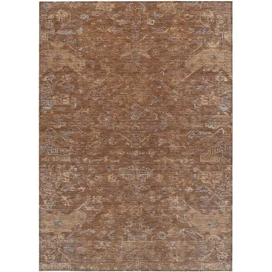 Chili Red And Copper Medallion Washable Indoor Outdoor Area Rug Photo 4