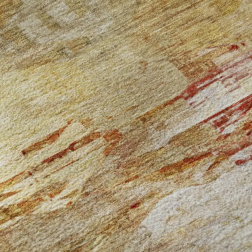 Chili Red And Ivory Abstract Washable Area Rug With UV Protection Photo 4