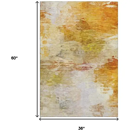 Chili Red And Ivory Abstract Washable Area Rug With UV Protection Photo 3