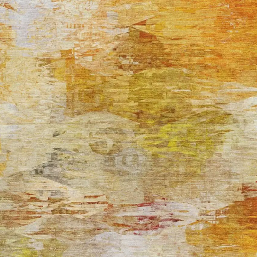 Chili Red And Ivory Abstract Washable Area Rug With UV Protection Photo 3