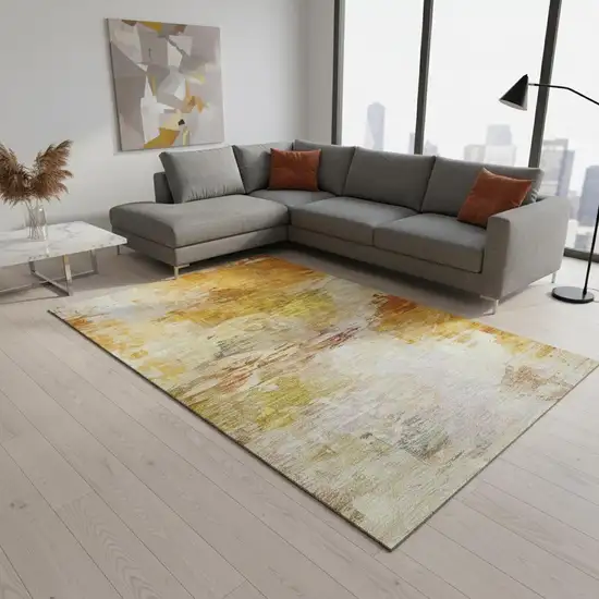 Chili Red And Ivory Abstract Washable Area Rug With UV Protection Photo 2