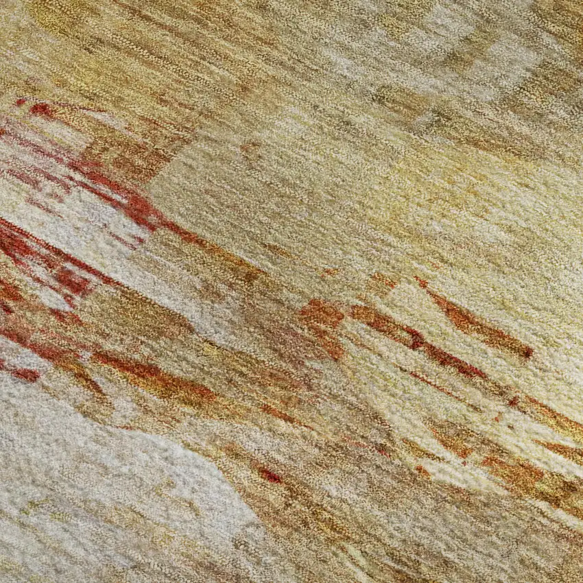 Chili Red And Ivory Abstract Washable Area Rug With UV Protection Photo 4