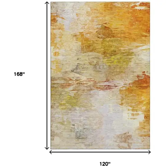 Chili Red And Ivory Abstract Washable Area Rug With UV Protection Photo 7