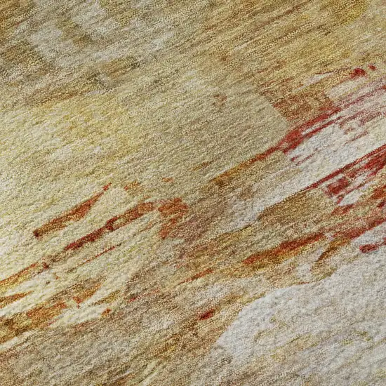 Chili Red And Ivory Abstract Washable Area Rug With UV Protection Photo 9