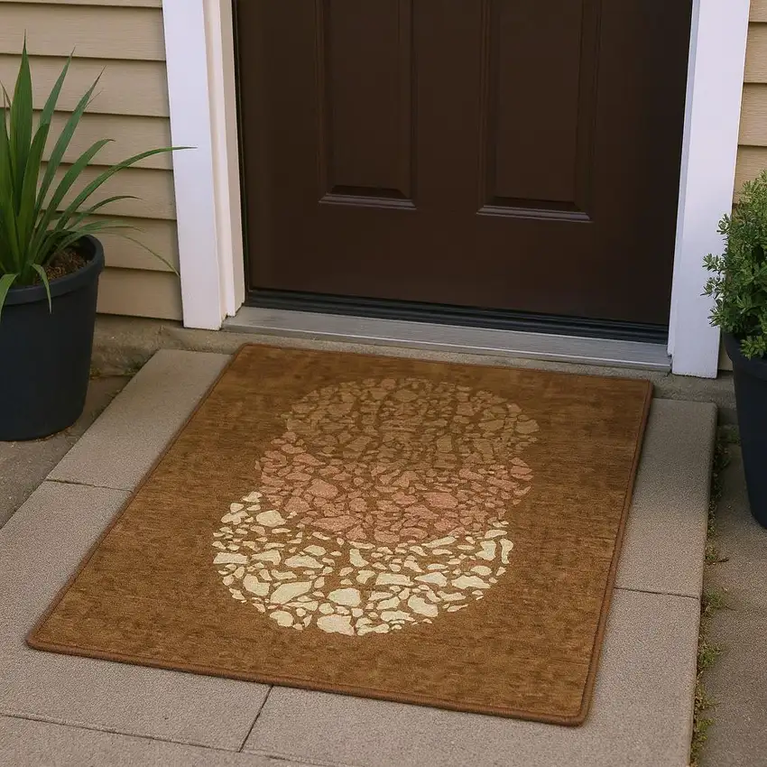 Chili Red And Ivory Abstract Washable Area Rug With UV Protection Photo 2