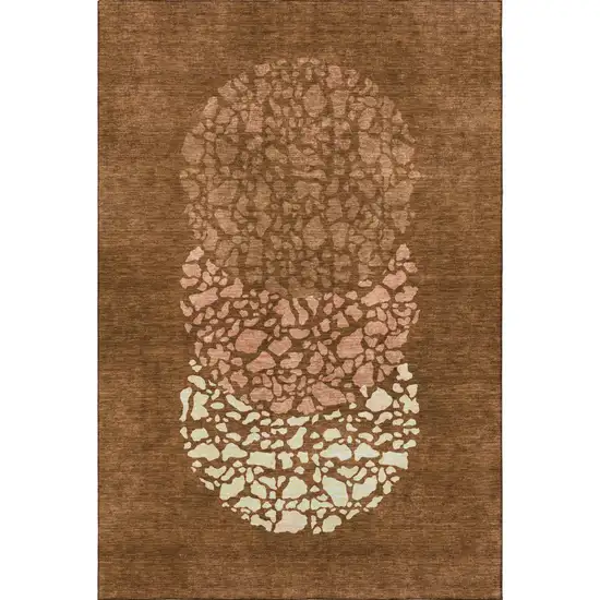 Chili Red And Ivory Abstract Washable Area Rug With UV Protection Photo 3