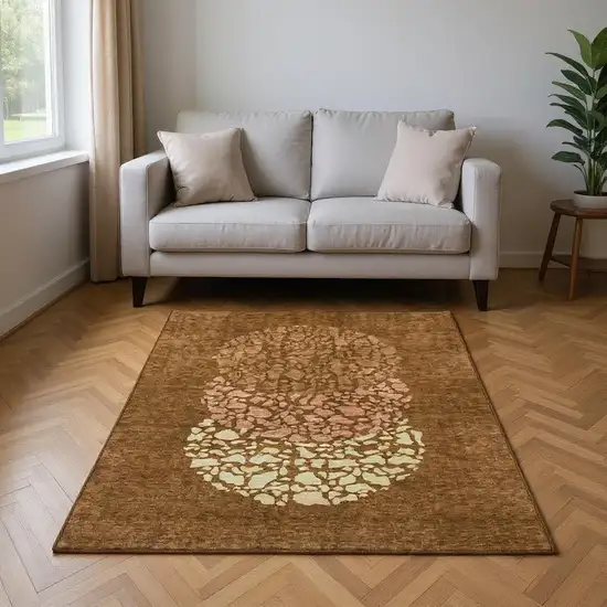 Chili Red And Ivory Abstract Washable Area Rug With UV Protection Photo 2