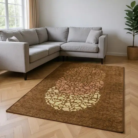 Chili Red And Ivory Abstract Washable Area Rug With UV Protection Photo 2