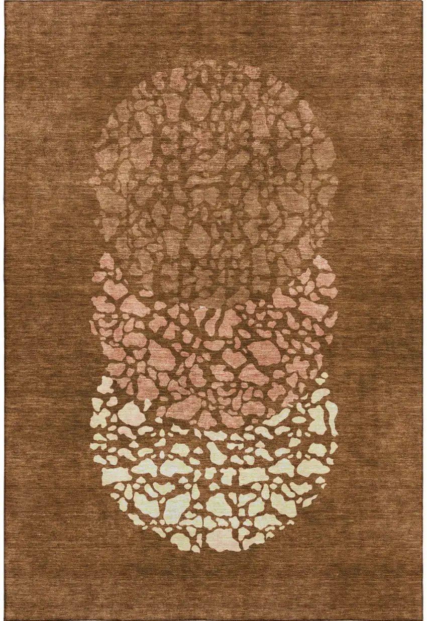 Chili Red And Ivory Abstract Washable Area Rug With UV Protection Photo 1