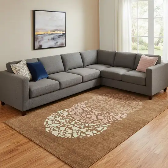 Chili Red And Ivory Abstract Washable Area Rug With UV Protection Photo 1