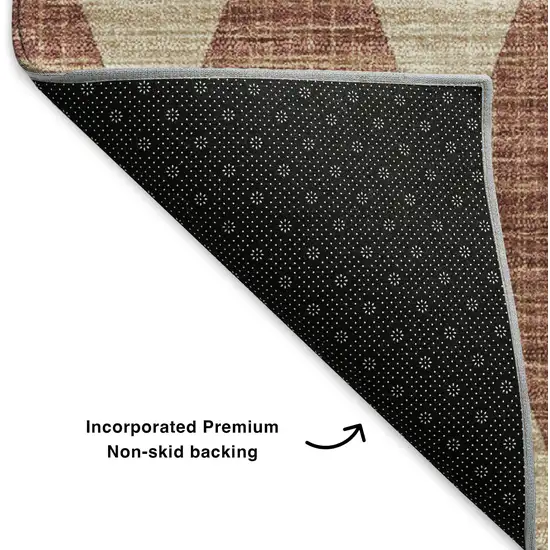 Chili Red And Ivory Diamond Washable Area Rug With UV Protection Photo 5