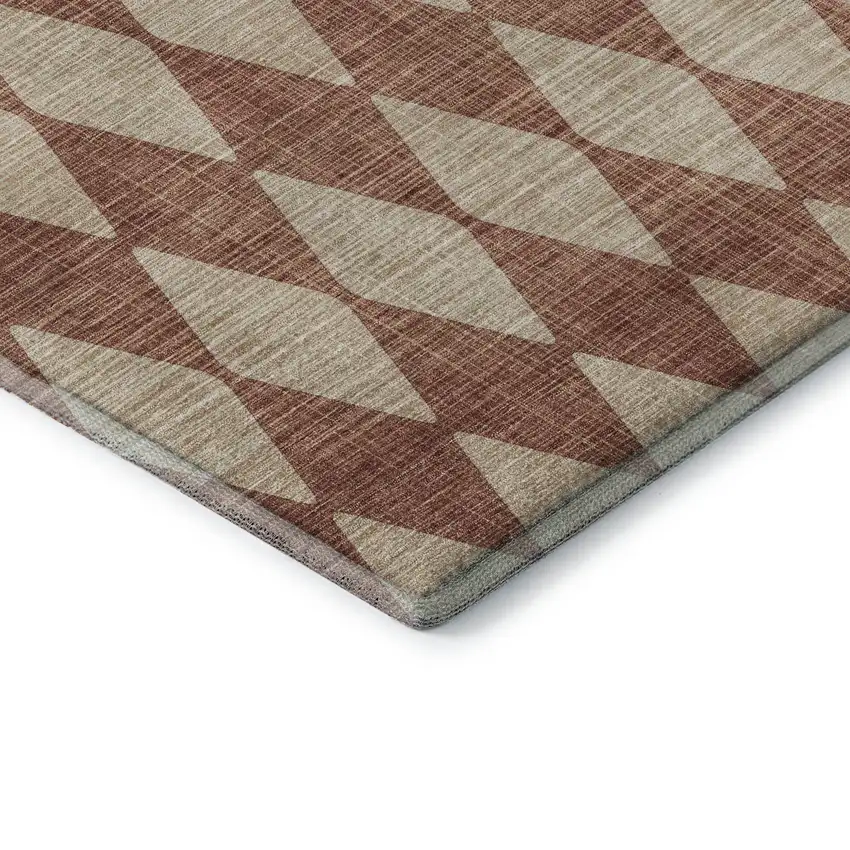 Chili Red And Ivory Diamond Washable Area Rug With UV Protection Photo 6