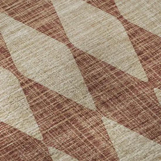 Chili Red And Ivory Diamond Washable Area Rug With UV Protection Photo 9