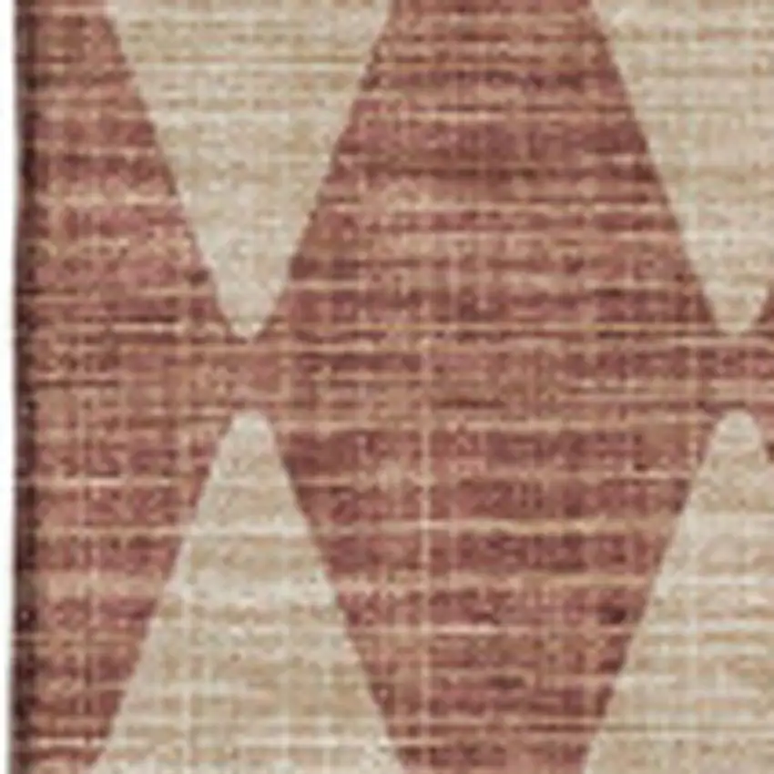 Chili Red And Ivory Diamond Washable Area Rug With UV Protection Photo 3