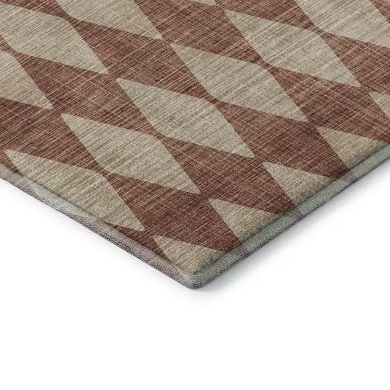 Chili Red And Ivory Diamond Washable Area Rug With UV Protection Photo 7