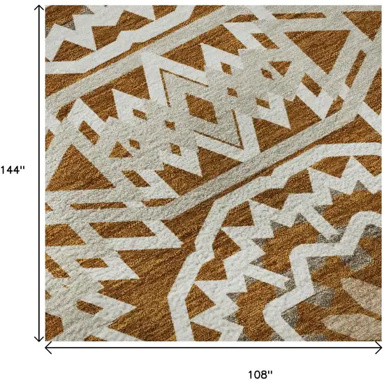 Chili Red And Ivory Geometric Washable Area Rug With UV Protection Photo 9