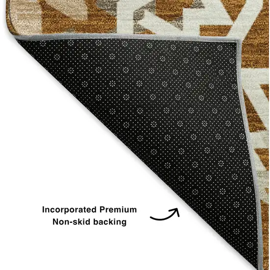 Chili Red And Ivory Geometric Washable Area Rug With UV Protection Photo 6