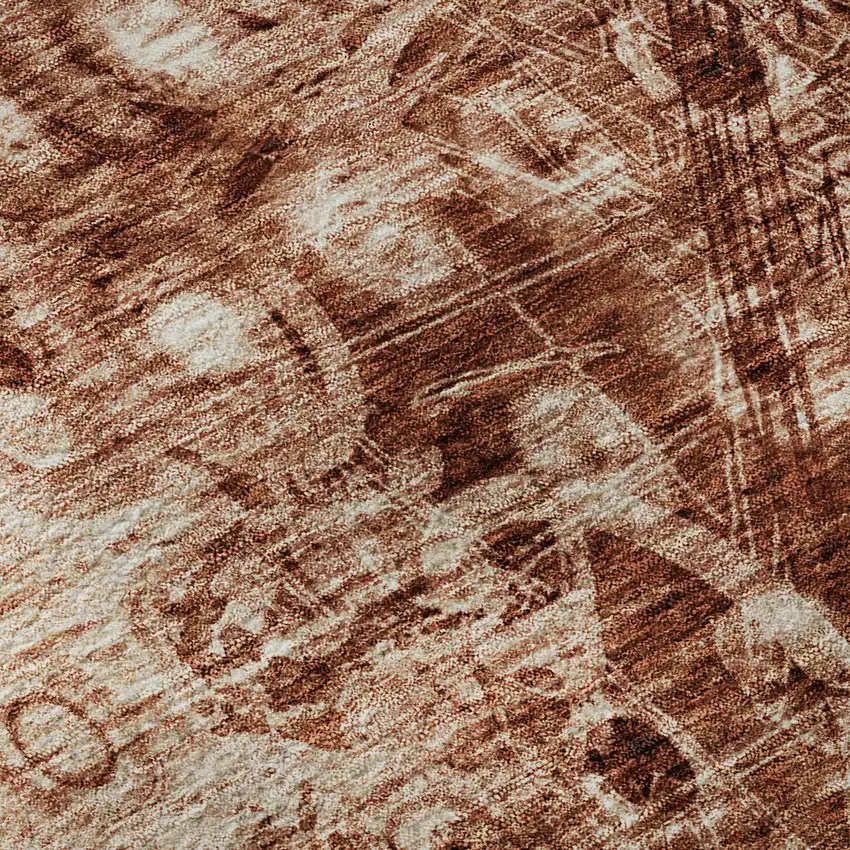 Chili Red And Ivory Ikat Washable Area Rug With UV Protection Photo 7