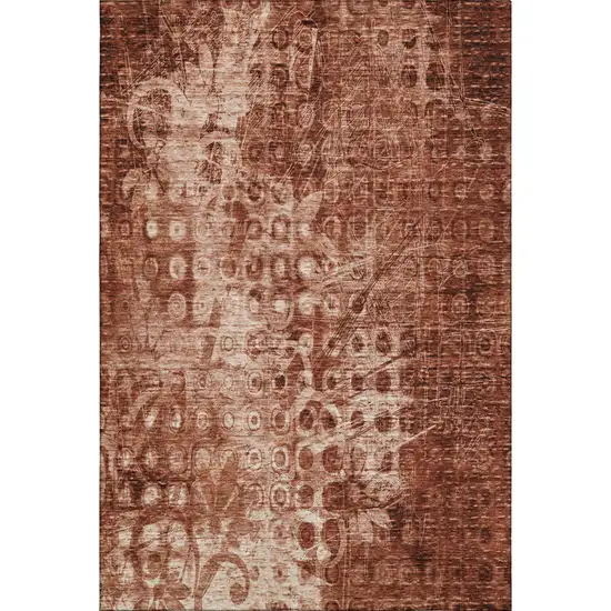 Chili Red And Ivory Ikat Washable Area Rug With UV Protection Photo 1