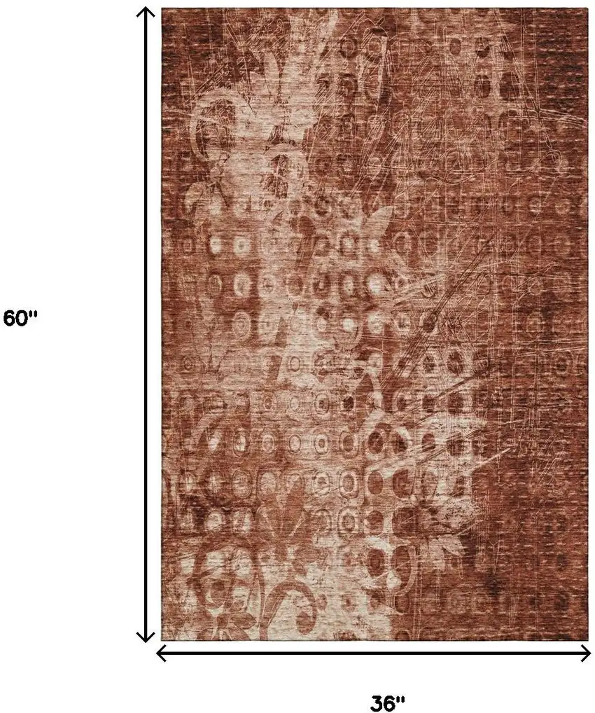 Chili Red And Ivory Ikat Washable Area Rug With UV Protection Photo 8