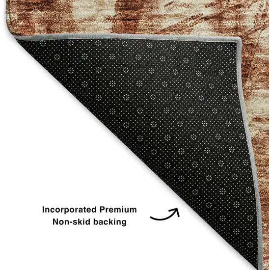 Chili Red And Ivory Ikat Washable Area Rug With UV Protection Photo 5