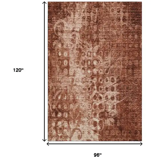 Chili Red And Ivory Ikat Washable Area Rug With UV Protection Photo 8