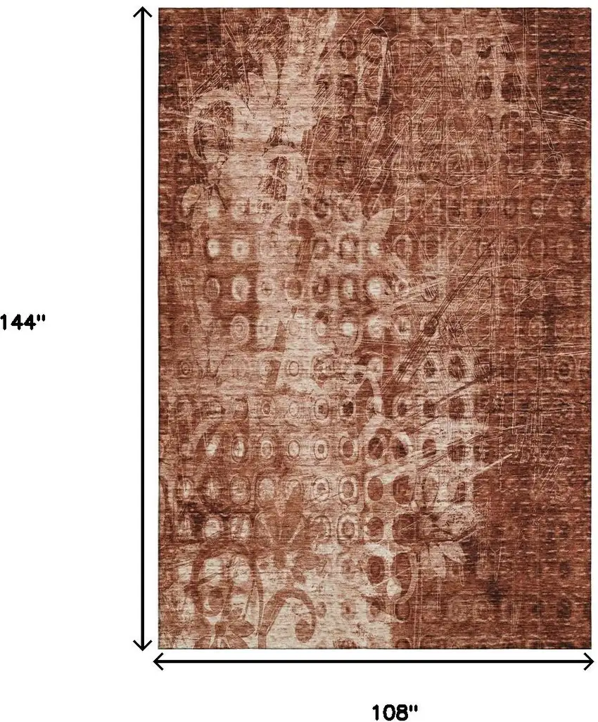 Chili Red And Ivory Ikat Washable Area Rug With UV Protection Photo 8