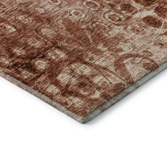 Chili Red And Ivory Ikat Washable Area Rug With UV Protection Photo 5