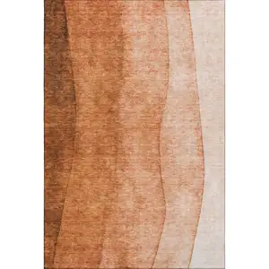 Photo of Chili Red And Ivory Ombre Washable Area Rug With UV Protection