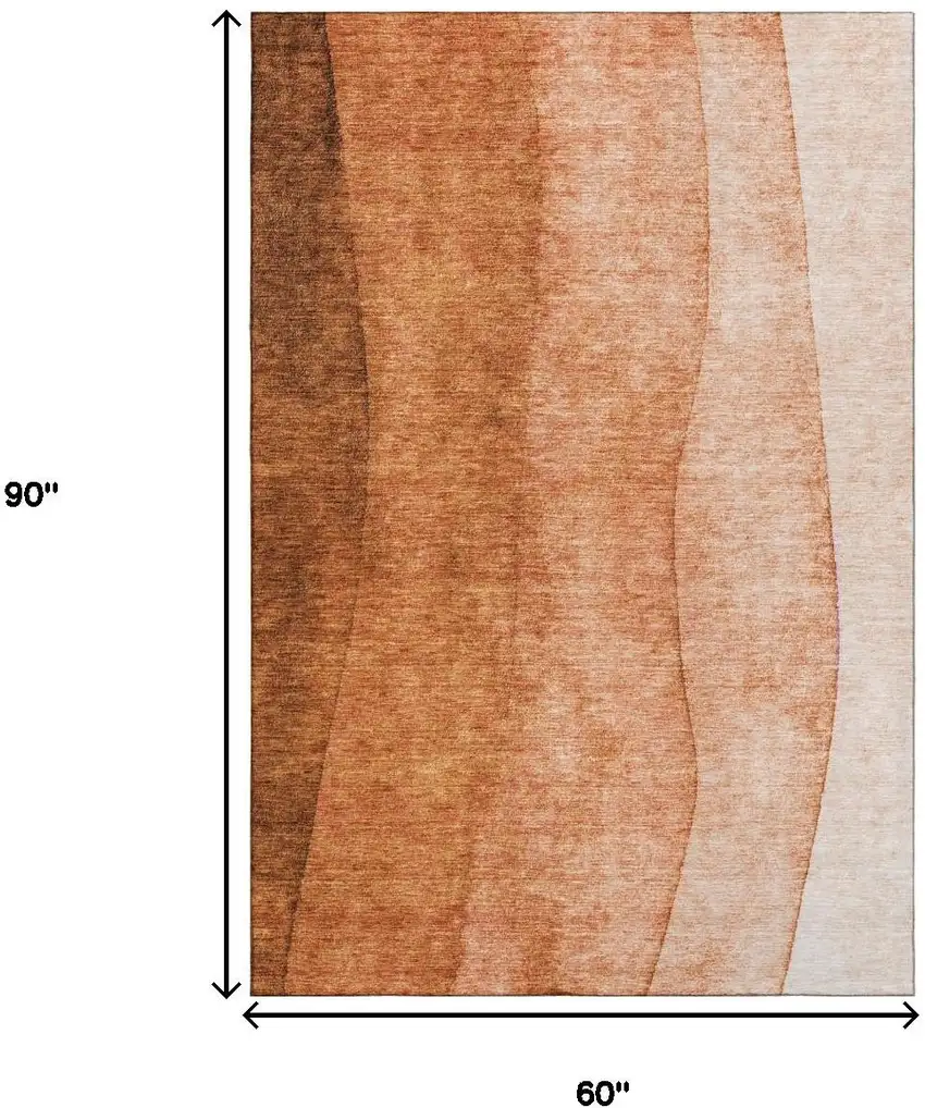 Chili Red And Ivory Ombre Washable Area Rug With UV Protection Photo 3